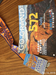 Judy: Next best thing because I couldn't do the actual Grand Canyon 1/2 marathon in June--so did it virtually today.  Feeling great!!