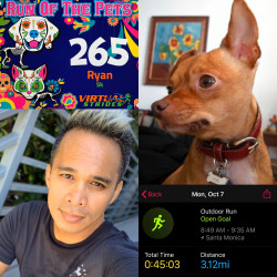 Ryan: Completed this run for my little Peppy who passed away this past July!!! I miss you, Little Guy!