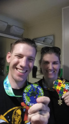 Lauren: Hubby and I ran for our children with Autism.