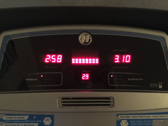Mollie: My treadmill counts down and I ran for 42 minutes with 3 minutes left to spare.So I finished it off but I ran the full 5K plus a couple extra miles.