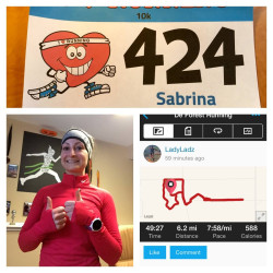 Sabrina: "Finished in honor of my friend Nicky! It was a GREAT COLD run! :)"