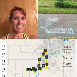 Jenny: "I wasn't planning on going the entire distance on this day, but I came across the message on the ground and pushed through! Guts and glory!"