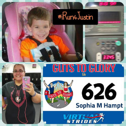 Sophia: "Thanks again #VirtualStrides  for another great run! #iRun4Justin #19of30Races #ILoveVirtualStrides"