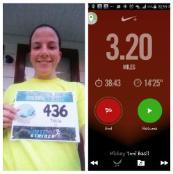 Tricia: "A little slow but not bad for my 2nd 5k already this week! :)"