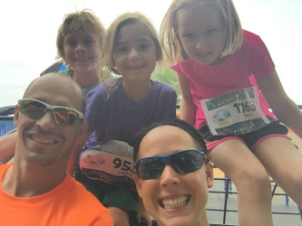 Emily: "Family 5K! It was hot and sweaty and full of awesomeness!"