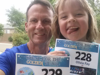 Matt: "Ran with my daughter. Her previous longest distance was about 1 mile.  It was a very hot day, and she was a trooper to do the 3.1."