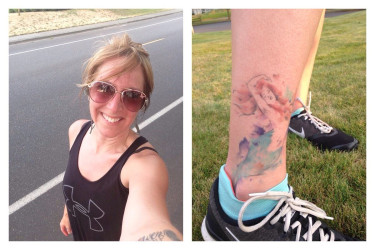 Willadee: "It was a hot day but I did it. Yay! Also did the Seattle, Lake Union 10k 2days prior to this one. I love mermaids & can't wait to get my medal. Here's my Selfie & my mermaid tattoo. Thank you :)"