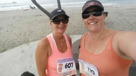 Sherry: "5K walk with my friend Abby in support of her son, Clay! Awesome time!"
Abbey: "Me and my bestie walking by the Ocean"