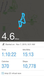 Sue: "4.6 mile mud trail run"