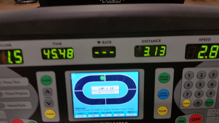 HARVEY: Got my walk/run 5k with a cold in at Lifetime Fitness,Mt. Laurel,NJ
