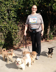 Carol: 10k with my dogs - Jaxson, Brandee and Cooper along the riverbed.