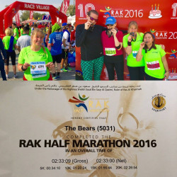 Beth: Yet another fabulous time at the half RAK marathon! What a beautiful day.  What a beautiful day for a run in Ras Al Khaimah, UAE. 
Greta: Another fun half RAK marathon in Ras Al Khaimah, UAE in the books.