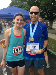 Michael: In conjunction with Good Neighbor Day 5K, Downingtown, PA.  First male overall.  First person, female, did not stay around.  There is a thought she may have run/jogged, 6 minutes faster.  It is possible.
