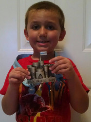 Kristin: My 6 year old son wanted to run with Mom tonight. His first 5k so he got to wear the medal.
