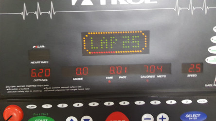 Cindy: time on treadmill started over - 108 minutes.
