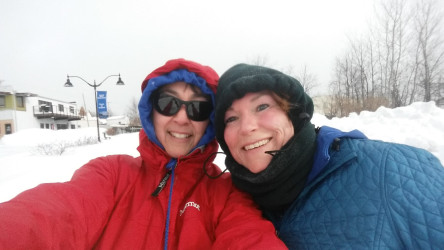 Mary: "This was a tough 5k. Anita Newsome and I ran on unplowed trails through a local park while fighting some bitter winds and temps dropping. Not an impressive pace but happy to be done."
